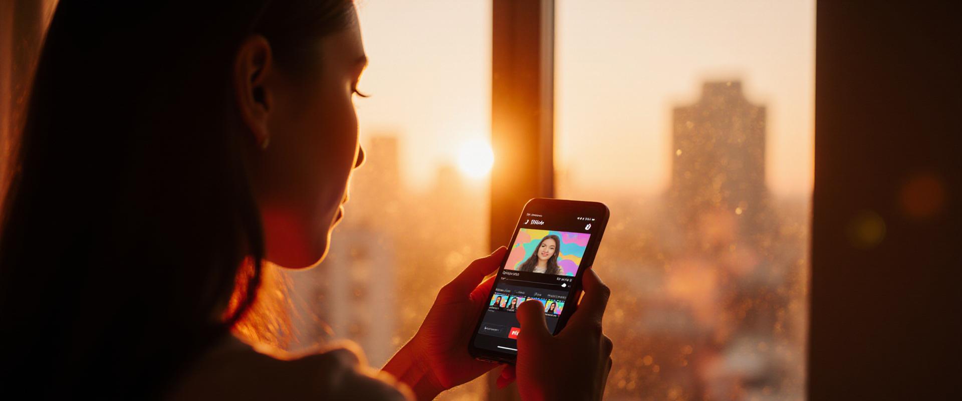 Content creator using AI video editing tools on a smartphone