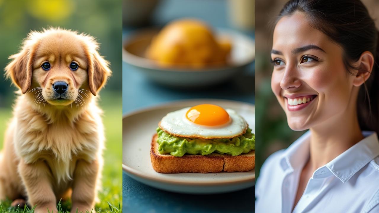 Collage of beautifully edited pet, food, and portrait photos