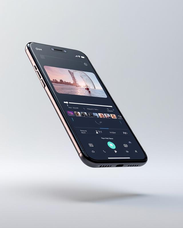 Mobile app video editor interface showing property tour